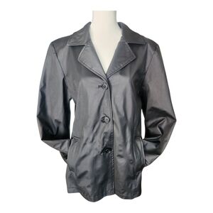 GIACCA Women's Black Lightweight Button- Front Tailored Raincoat / Blazer M